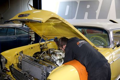 55 Chevy Belair tech under hood
