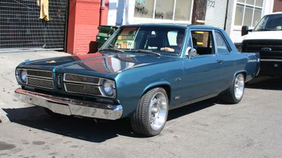 ’67 Valiant blue three quarters front left